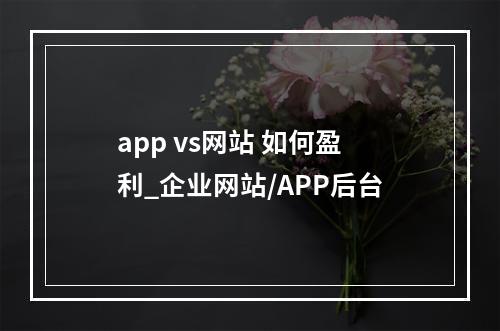 app vs网站 如何盈利_企业网站/APP后台