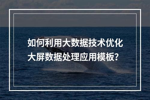 如何利用大数据技术优化大屏数据处理应用模板?