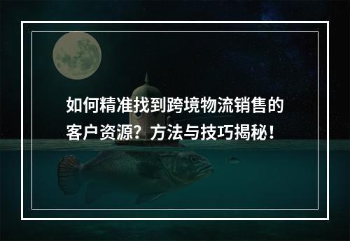 如何精准找到跨境物流销售的客户资源?方法与技巧揭秘!