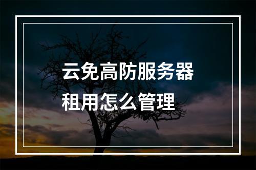 云免高防服务器租用怎么管理