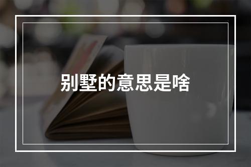 别墅的意思是啥