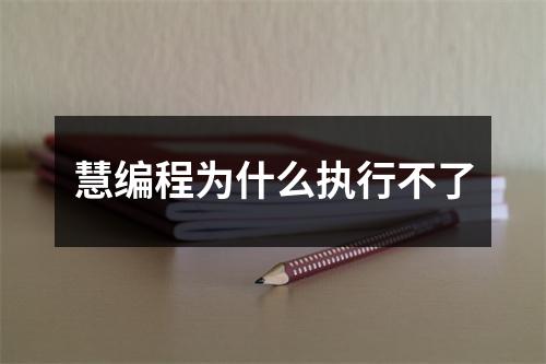 慧编程为什么执行不了
