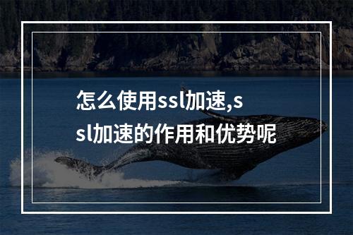 怎么使用ssl加速,ssl加速的作用和优势呢