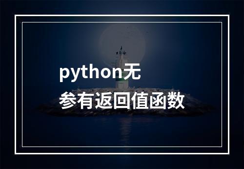 python无参有返回值函数