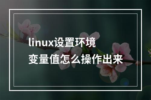 linux设置环境变量值怎么操作出来