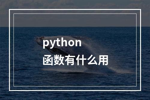 python函数有什么用