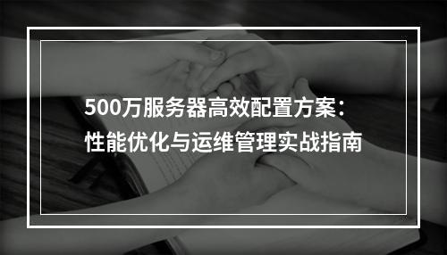 500万服务器高效配置方案：性能优化与运维管理实战指南