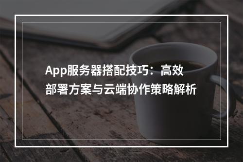 App服务器搭配技巧：高效部署方案与云端协作策略解析