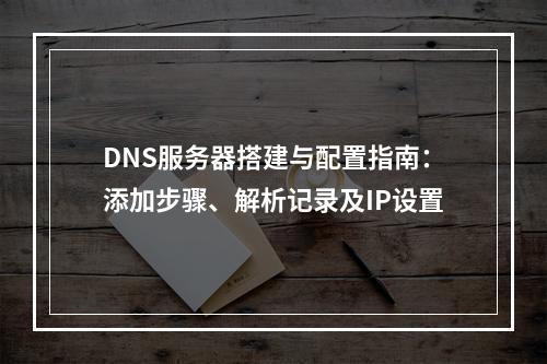 DNS服务器搭建与配置指南：添加步骤、解析记录及IP设置