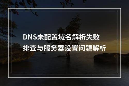 DNS未配置域名解析失败排查与服务器设置问题解析