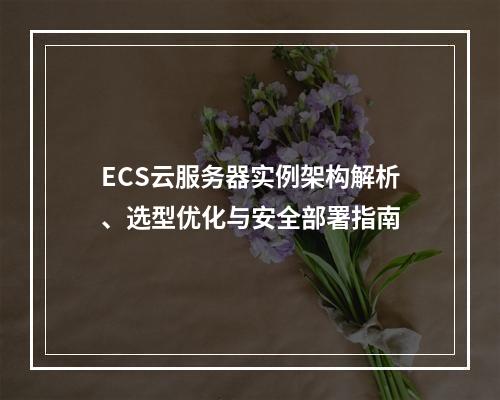 ECS云服务器实例架构解析、选型优化与安全部署指南