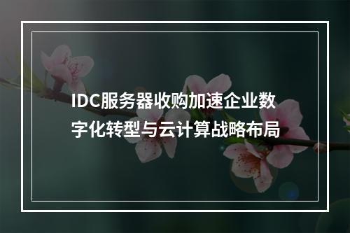 IDC服务器收购加速企业数字化转型与云计算战略布局