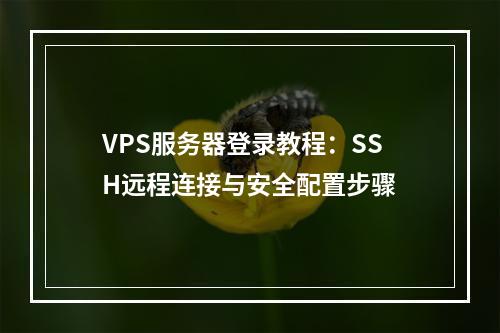 VPS服务器登录教程：SSH远程连接与安全配置步骤