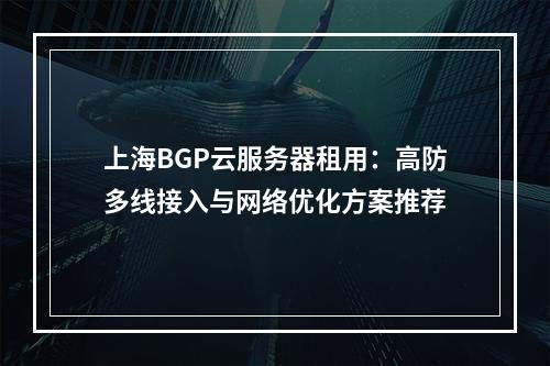 上海BGP云服务器租用：高防多线接入与网络优化方案推荐