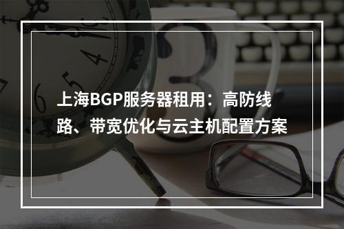 上海BGP服务器租用：高防线路、带宽优化与云主机配置方案