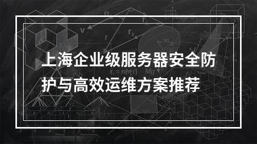 上海企业级服务器安全防护与高效运维方案推荐
