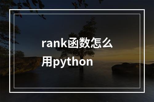 rank函数怎么用python