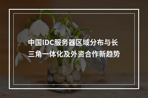 中国IDC服务器区域分布与长三角一体化及外资合作新趋势