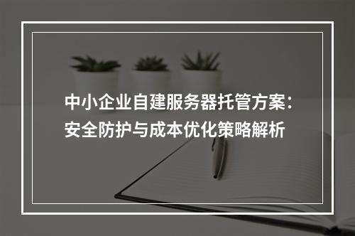中小企业自建服务器托管方案：安全防护与成本优化策略解析