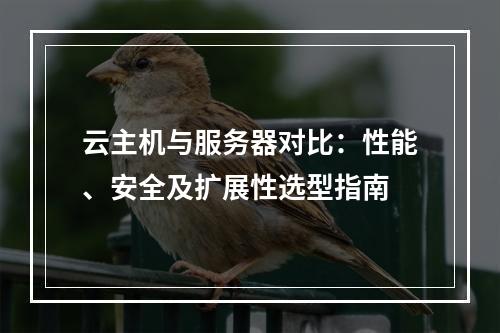 云主机与服务器对比：性能、安全及扩展性选型指南