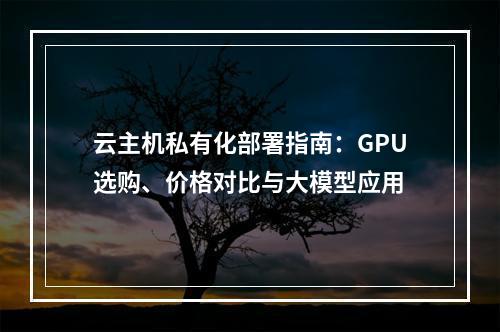 云主机私有化部署指南：GPU选购、价格对比与大模型应用