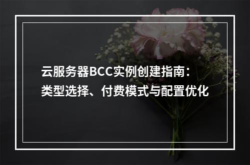 云服务器BCC实例创建指南：类型选择、付费模式与配置优化