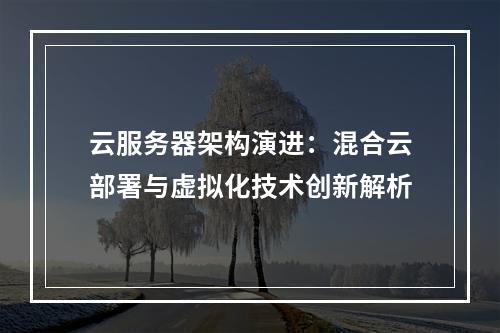 云服务器架构演进：混合云部署与虚拟化技术创新解析