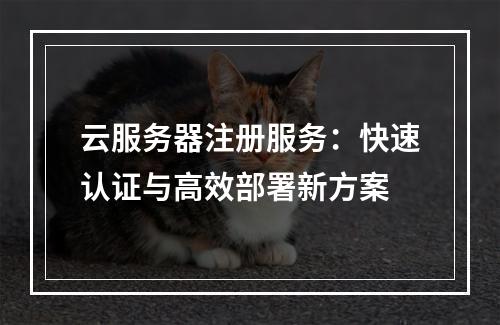 云服务器注册服务：快速认证与高效部署新方案