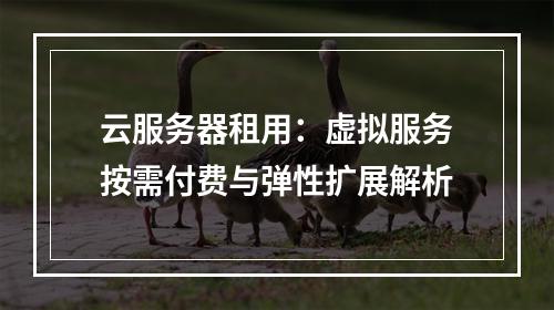 云服务器租用：虚拟服务按需付费与弹性扩展解析