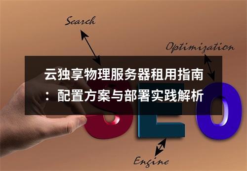 云独享物理服务器租用指南：配置方案与部署实践解析