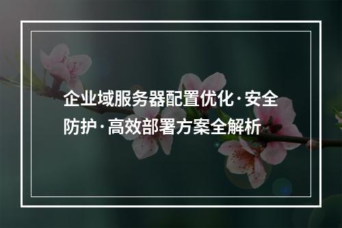 企业域服务器配置优化·安全防护·高效部署方案全解析