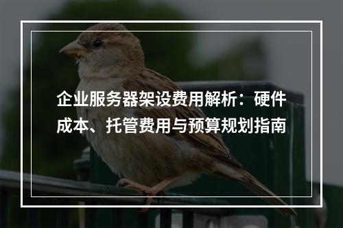 企业服务器架设费用解析：硬件成本、托管费用与预算规划指南