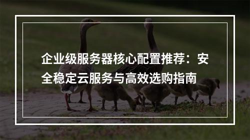 企业级服务器核心配置推荐：安全稳定云服务与高效选购指南