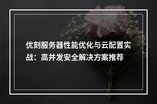 优刻服务器性能优化与云配置实战：高并发安全解决方案推荐