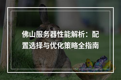 佛山服务器性能解析：配置选择与优化策略全指南