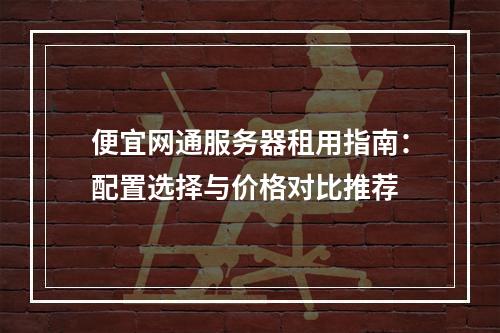 便宜网通服务器租用指南：配置选择与价格对比推荐