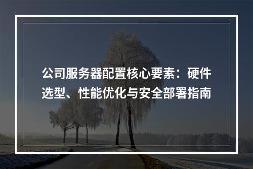 公司服务器配置核心要素：硬件选型、性能优化与安全部署指南