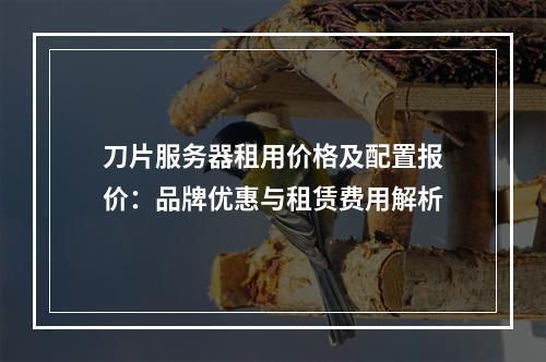 刀片服务器租用价格及配置报价：品牌优惠与租赁费用解析