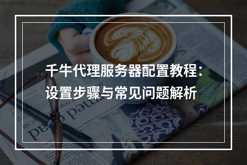 千牛代理服务器配置教程：设置步骤与常见问题解析