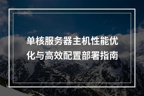单核服务器主机性能优化与高效配置部署指南