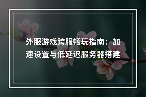 外服游戏跨服畅玩指南：加速设置与低延迟服务器搭建