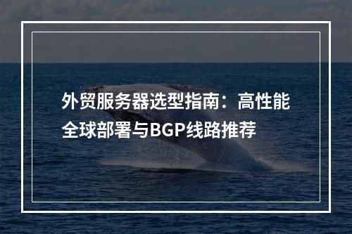 外贸服务器选型指南：高性能全球部署与BGP线路推荐