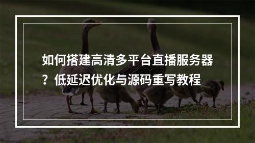 如何搭建高清多平台直播服务器？低延迟优化与源码重写教程