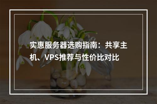 实惠服务器选购指南：共享主机、VPS推荐与性价比对比