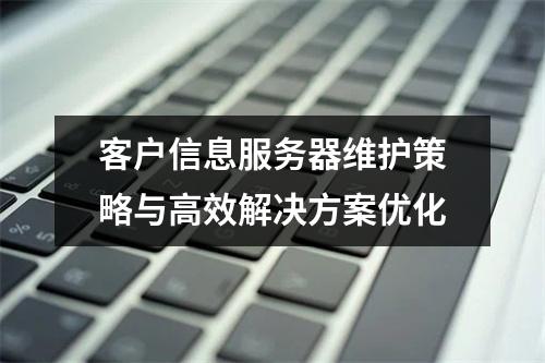 客户信息服务器维护策略与高效解决方案优化