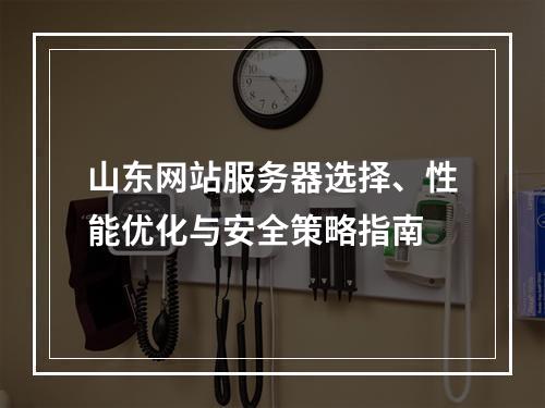 山东网站服务器选择、性能优化与安全策略指南