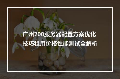 广州200服务器配置方案优化技巧租用价格性能测试全解析