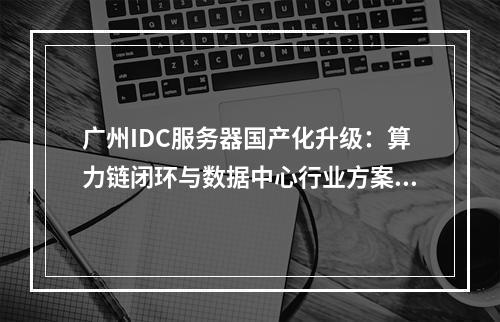 广州IDC服务器国产化升级：算力链闭环与数据中心行业方案解析