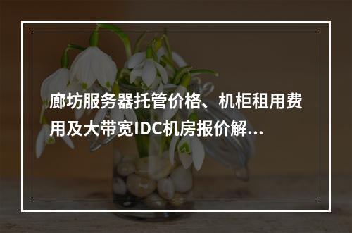 廊坊服务器托管价格、机柜租用费用及大带宽IDC机房报价解析