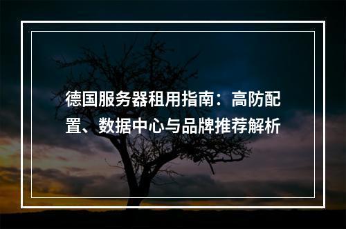 德国服务器租用指南：高防配置、数据中心与品牌推荐解析